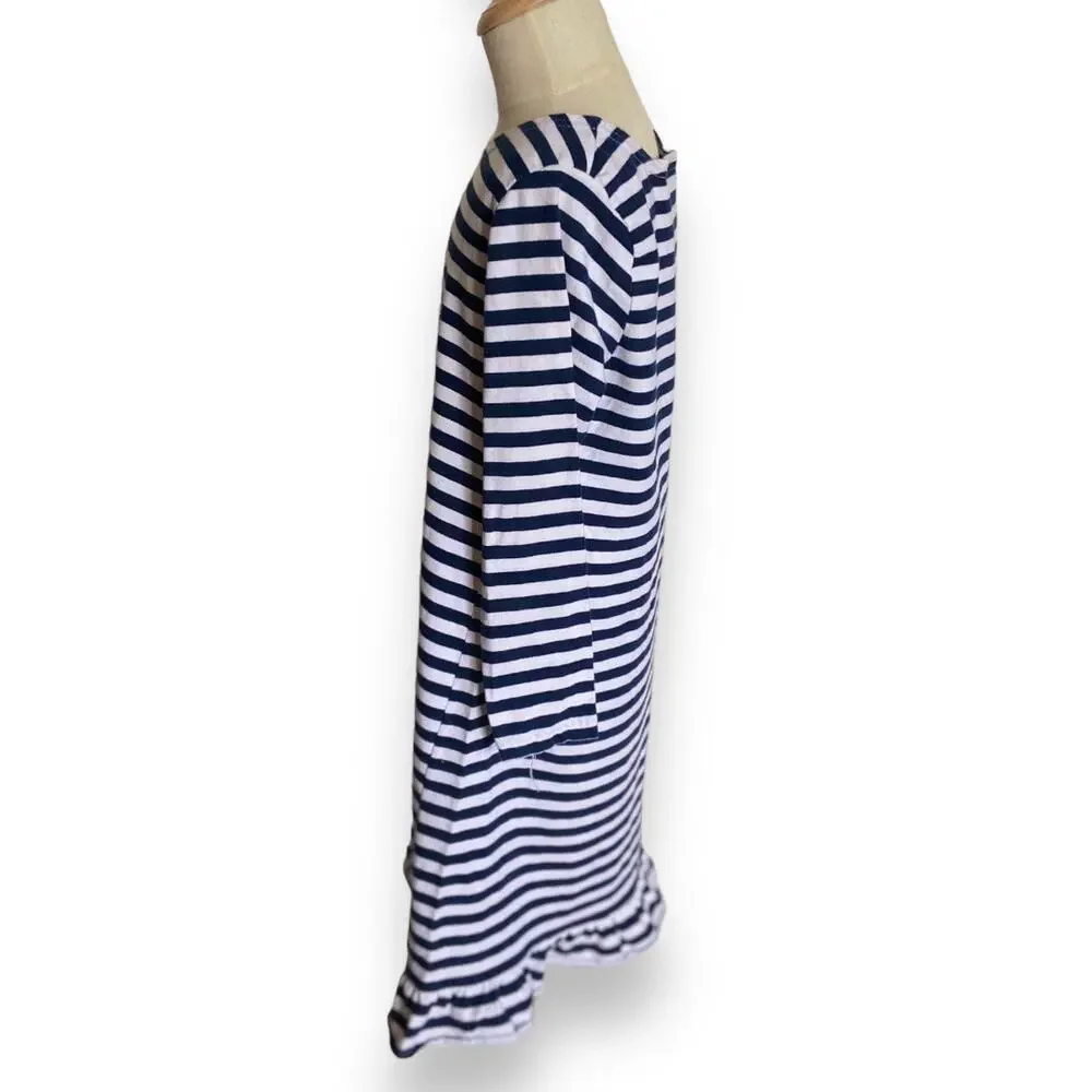 Funtasia! Too Girls‎ Dress Size 6X Navy Blue White Striped Dress Cherries Ruffle